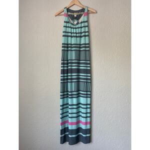 Emma Michele🌿Women Size Medium Maxi Dress Striped Halter Ring Back Sleeveless